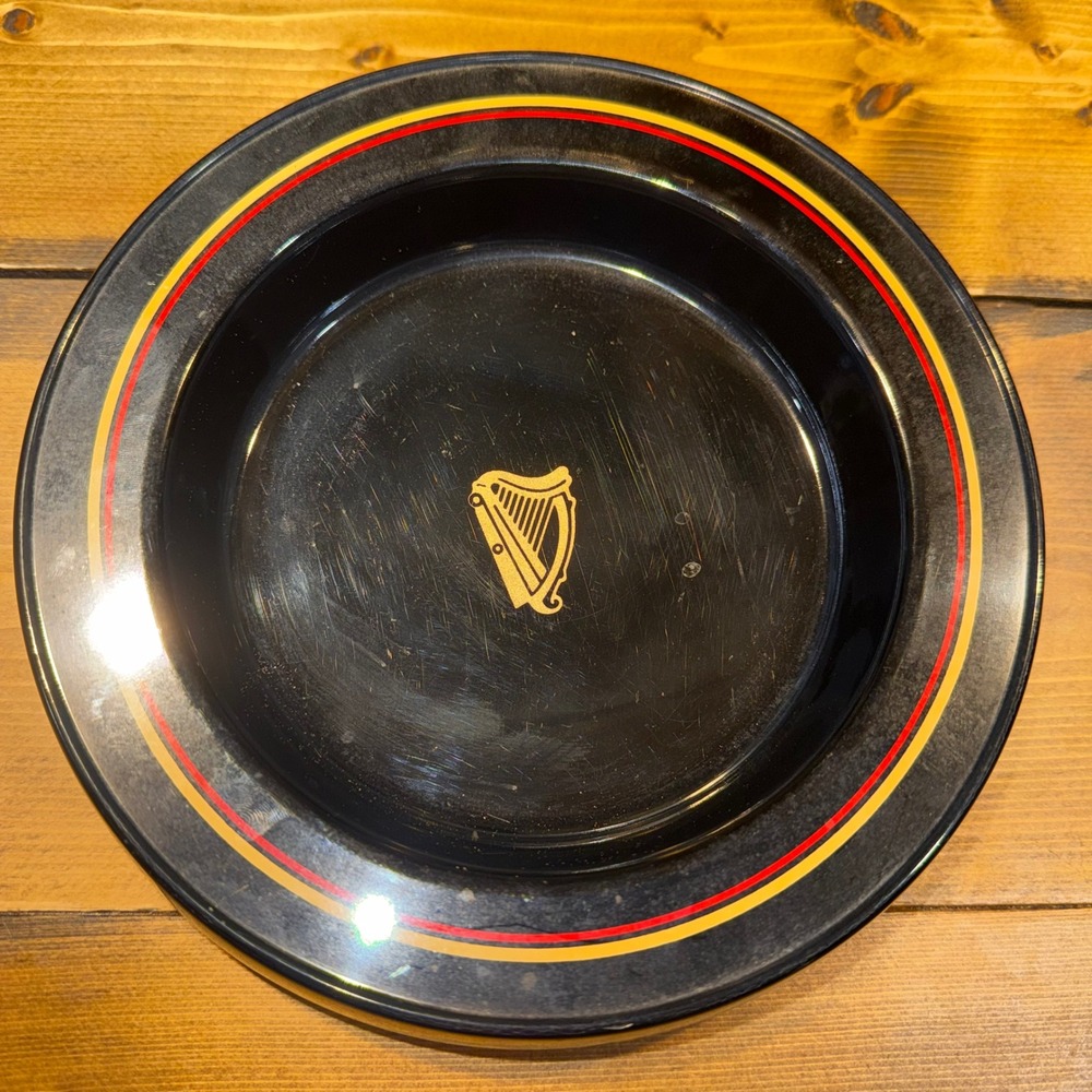 Vintage Guinness Pub Ashtray Praesidium England Black Melamine 1970s 80s Harp - Picture 3 of 5